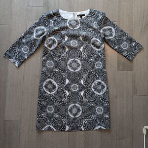 Banana Republic black white Paisley sheath dress size 6
